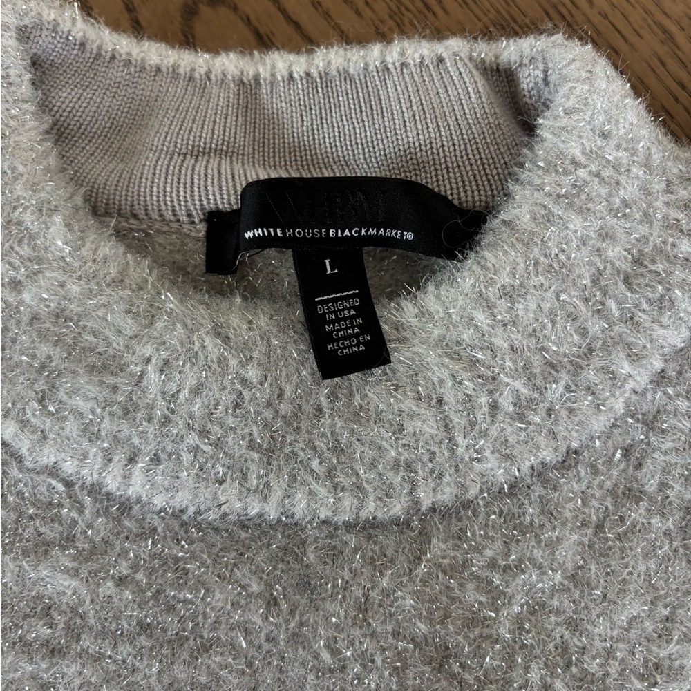 White House Black Market Silver Tinsel Sweater - Picture 11 of 13